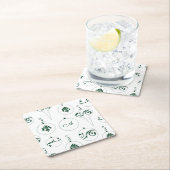 Green Monogram Bauble Weihnachtsschmuck Muster Rechteckiger Pappuntersetzer (Vor Ort)