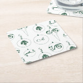 Green Monogram Bauble Weihnachtsschmuck Muster Rechteckiger Pappuntersetzer (angewinkelt)