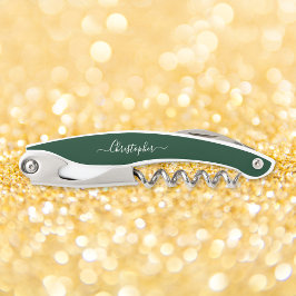 Green Monogram Beer Wine Corkschraube Flasche Open Kellnermesser
