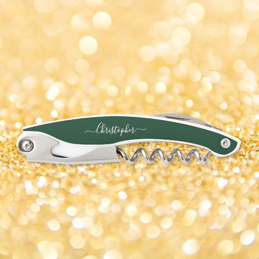 Green Monogram Beer Wine Corkschraube Flasche Open Kellnermesser