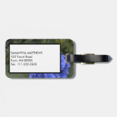 Green Monogram Blue Hydrangea Floral Gepäckanhänger (Rückseite horizontal)