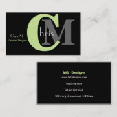 Green Monogram Business Cards Visitenkarte (Vorne/Hinten)