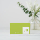 Green Monogram Business Cards Visitenkarte (Stehend Vorderseite)