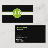 Green Monogram Business Cards Visitenkarte (Vorne/Hinten)