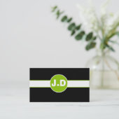 Green Monogram Business Cards Visitenkarte (Stehend Vorderseite)
