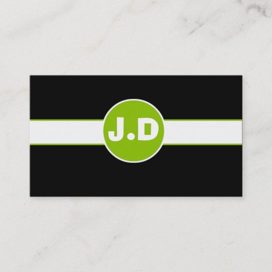Green Monogram Business Cards Visitenkarte (Vorderseite)