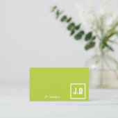 Green Monogram Business Cards Visitenkarte (Stehend Vorderseite)