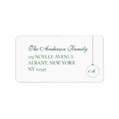 Green Monogram Christmas Bauble Rücksendeadresse Adressaufkleber (Vorne)