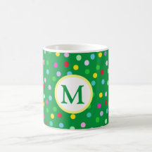 Green Monogram Christmas Coffee Tasse