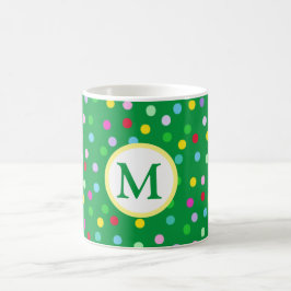 Green Monogram Christmas Coffee Tasse