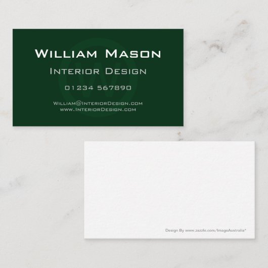 Green Monogram Circle - Berufliche Visitenkarte (Vorne/Hinten)