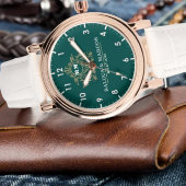 Green Monogram Custom couple floral names Armbanduhr