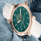 Green Monogram Custom couple floral names Armbanduhr