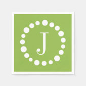 Green Monogram Customize J Initial Paper Napkins Serviette (Vorderseite)
