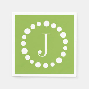 Green Monogram Customize J Initial Paper Napkins Serviette