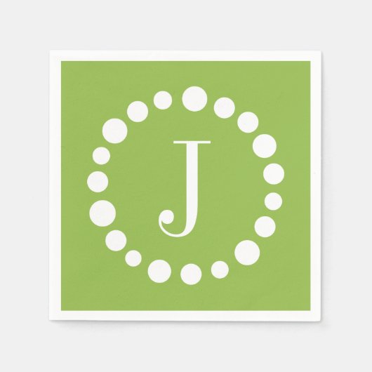 Green Monogram Customize J Initial Paper Napkins Serviette (Vorderseite)