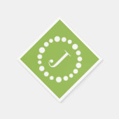 Green Monogram Customize J Initial Paper Napkins Serviette (Ecke)