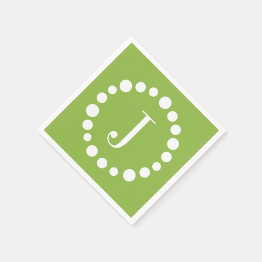 Green Monogram Customize J Initial Paper Napkins Serviette (Ecke)