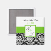 Green Monogram Damask Wedding Magnet (Vorderseite/Rückseite)
