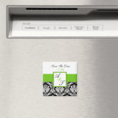 Green Monogram Damask Wedding Magnet (In Situ (Geschirrspüler))