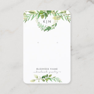 Green Monogram Earring Display Business Card Visitenkarte
