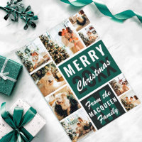 Green Monogram Family Foto Collage Weihnachten