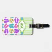 Green Monogram farbige Flip Flops Beach Gepäckanhänger (Vorderseite horizontal)