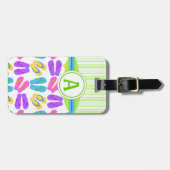 Green Monogram Flip Flops und Surfboard Beach Gepäckanhänger (Vorderseite horizontal)