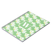 Green Monogram Floral Daisy Spiral Foto Notebook Notizblock (Linke Seite)