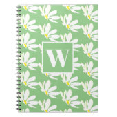 Green Monogram Floral Daisy Spiral Foto Notebook Notizblock (Vorderseite)