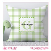 Green Monogram Gingham Baby Kissen