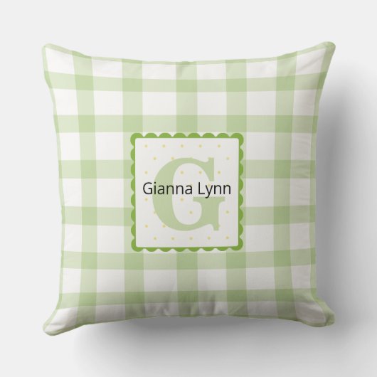 Green Monogram Gingham Baby Kissen (Rückseite)