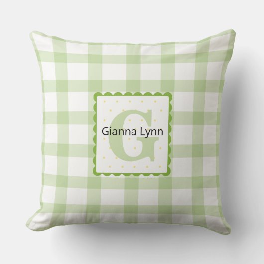 Green Monogram Gingham Baby Kissen (Vorderseite)