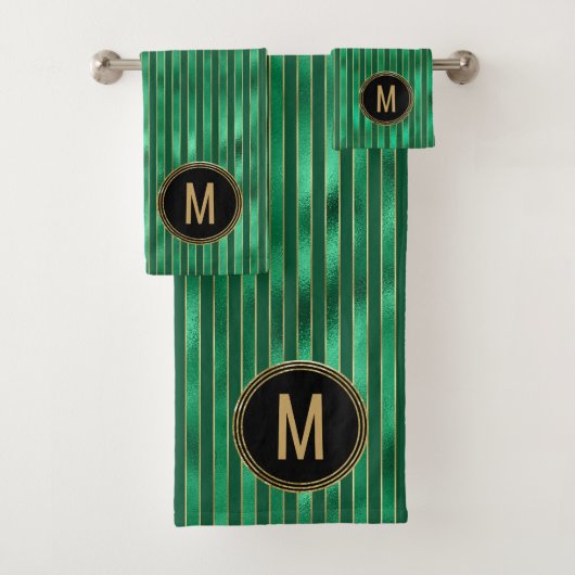 Green Monogram Holiday Badhandtuch Set (Insitu)