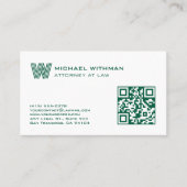 GREEN MONOGRAM LINE QR LAWYER ACCOUNTANT VISITENKARTE (Vorderseite)