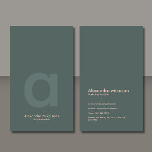 Green Monogram Minimalist Modern Professional Visitenkarte