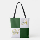 Green Monogram Modern Stilvoll Elegant Initial Tas Tasche (Rückseite)
