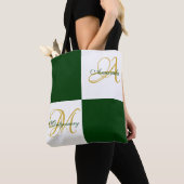 Green Monogram Modern Stilvoll Elegant Initial Tas Tasche (Von Nahem)