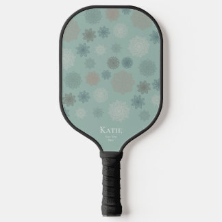 Green Monogram Name White Mandala Pickleball Schläger