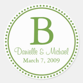 Green Monogram Runder Aufkleber