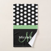 Green Monogram Schwarz-weiß Polka Dot Badhandtuch Set (Handtuch)