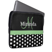 Green Monogram Schwarz-weiß Polka Dot Laptopschutzhülle (Vorne Rechts)