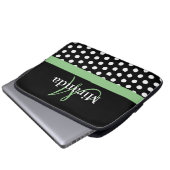 Green Monogram Schwarz-weiß Polka Dot Laptopschutzhülle (Vorne Knopf)