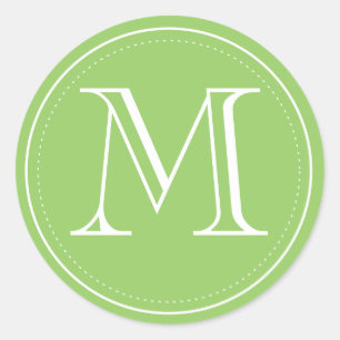 Green Monogram Umschlag Aufkleber by Origami Print