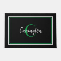 Green Monogram und Familienname New Zuhause Black