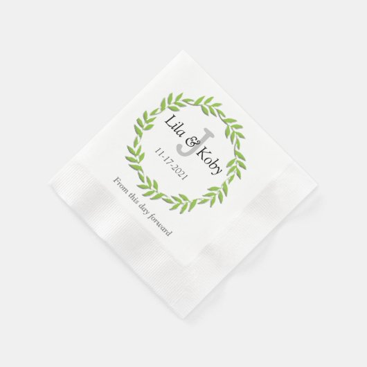 Green Monogram Wedding Napkin Serviette (Ecke)