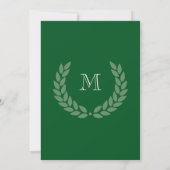 Green Monogram Wreath Classic Uni-Abschluss Einladung (Rückseite)