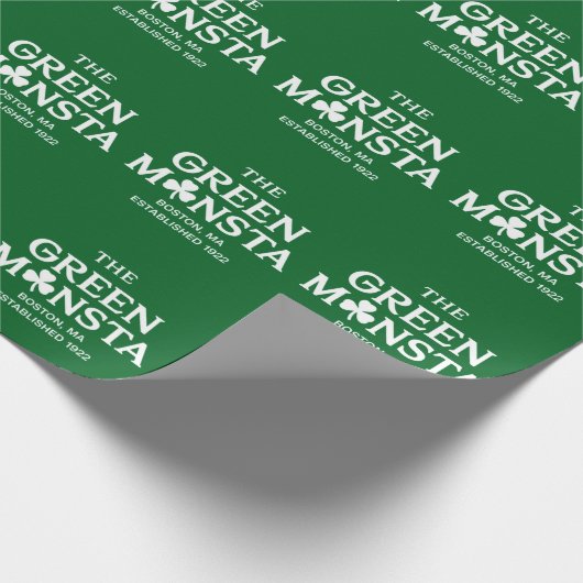 Green Monsta Boston Green Monstah Baseball Geschen Geschenkpapier (Ecke)