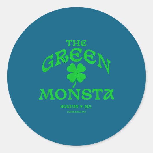 Green Monsta Funny Boston M New England Srts Gift Runder Aufkleber (Vorderseite)