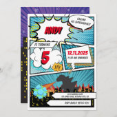 Green Monster Comic Superhero Geburtstagseinladung Einladung (Vorne/Hinten)